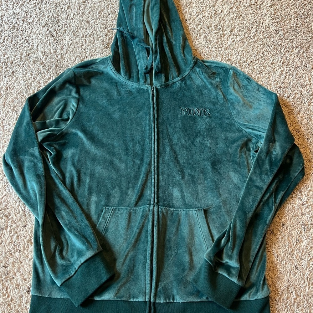 PINK Victoria's Secret Teal Velour Jacket